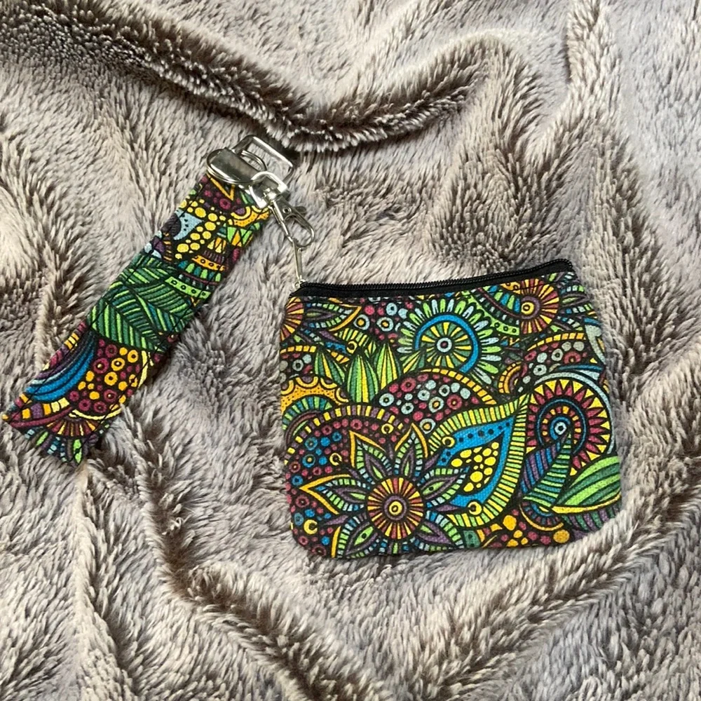 Colorful coin purse with wristlet